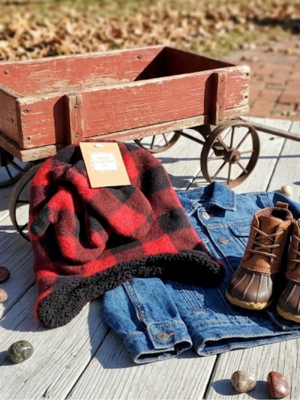 Berkshire Hat Mitten Set Toddler Buffalo Plaid Hat/Mittens NWT 2T-4T Fleece Set